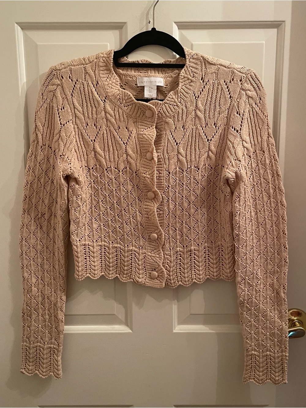 House of Harlow 1960 Cream Crochet Knit Button-Front Sweater